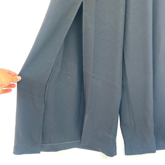 Elie Tahari Wide Leg Front Slit Trousers Black Flowy Size 4 Slit Leg Pants - Picture 4 of 10